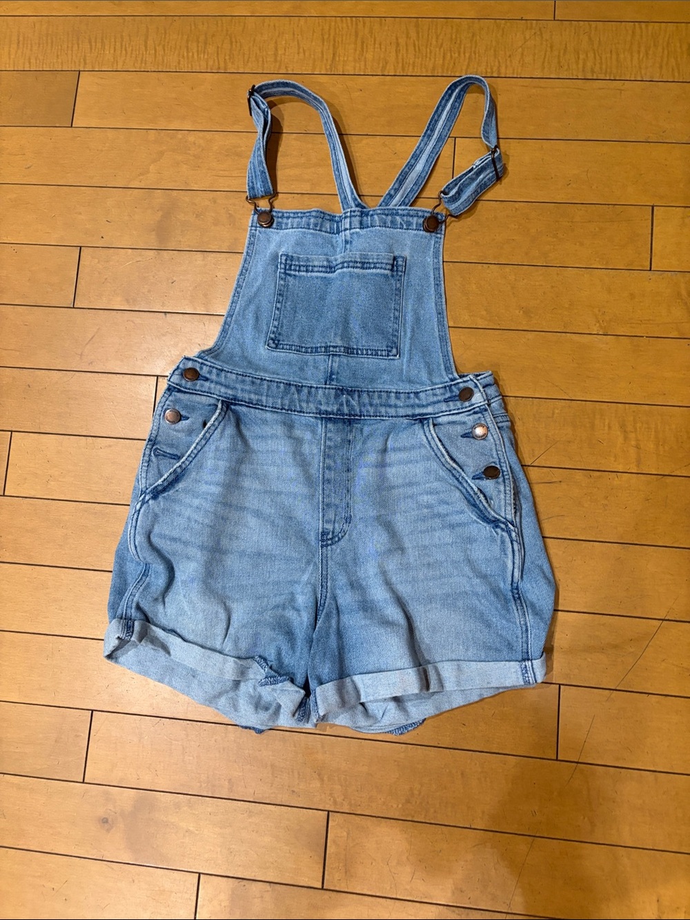 Hollister Light Blue Denim Short Overalls